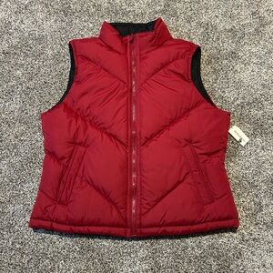 Dressbarn Red and Black Reversible Puffer Vest with Pockets